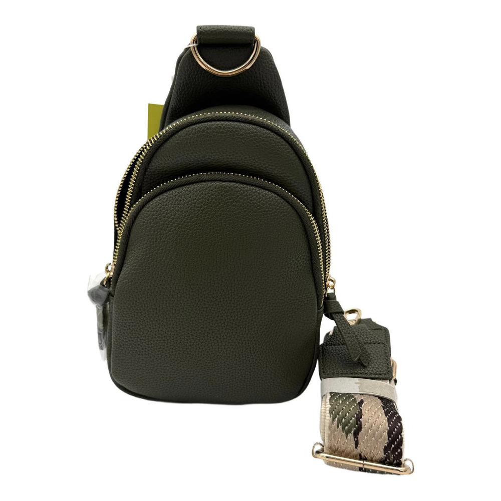 AHDORNED Faux Pebble Leather Crossbody Sling Olive